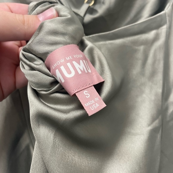 Show Me Your Mumu Verona Cowl Dress in Moss Green Luxe Satin - Picture 7 of 12